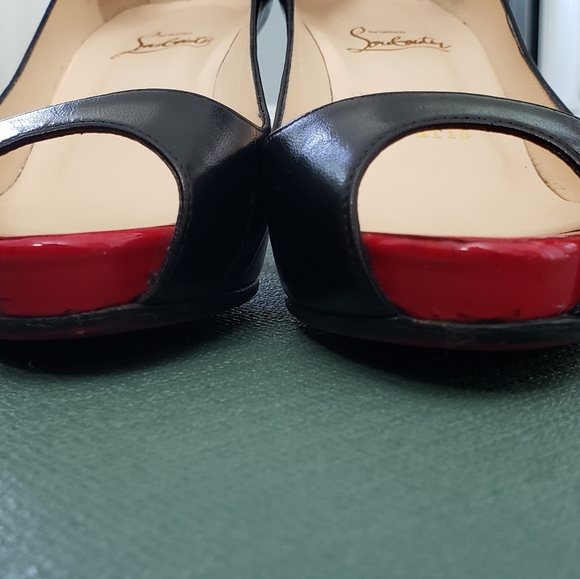 Christian Louboutin Black and Red Peep Toe Pumps - Picture 8 of 8